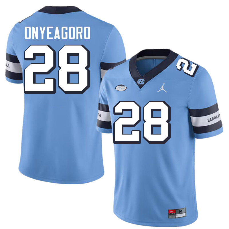 #28 Chinedu Onyeagoro North Carolina Tar Heels College Football Jersey Stitched-Retro Blue